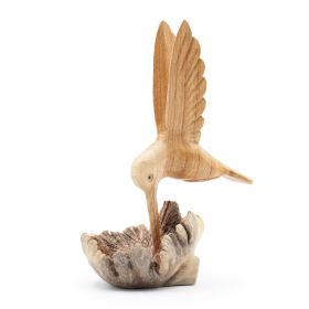 Handmade Parasite Wood Art Carving - Nectar Drinking Hummingbird