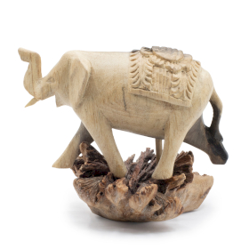 Handmade Parasite Wood Art Carving - Elephant Walking
