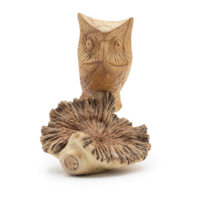 Handmade Parasite Wood Art Carving - Owl Watching