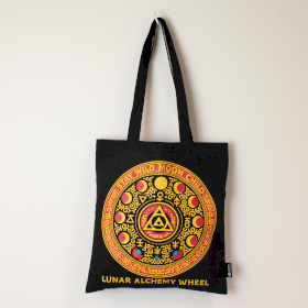 10x Iconic Classic Tote Bag - Luna Alchemy Wheel - Black 6oz (40x36cm)