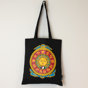 10x Iconic Classic Tote Bag - Zodiac Sun - Black 6oz  (40x36cm)