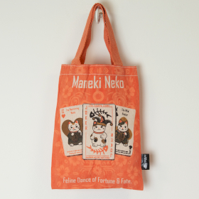 48x Iconic Mini Gift Tote Bag - Maneki Neko (4 assorted designs) - (25x18cm) - Natural 4oz (pack 100)