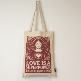 5x Iconic Toni Tote Bag - Love is a Super Power (42x30cm) - Natural 10oz
