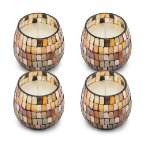 4x Amber Mosaic - Glass Jar Candles - Small
