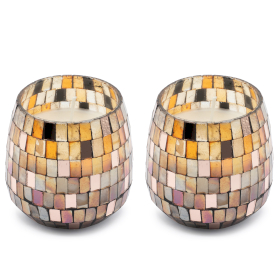 2x Amber Mosaic - Glass Jar Candles - Medium