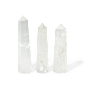 3x Gemstone Six Face Obelisk Points approx 11cm  - Clear Quartz