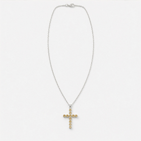 Devotional Pendant - Silver Plated (45cm Chain)- Citrine Crucifix