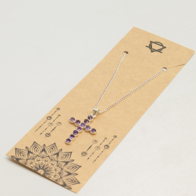 Devotional Pendant - Silver Plated (45cm Chain)- Amethyst Crucifix