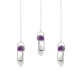 3x Seeker of Truth - Double Power Pendulum - Amethyst Globe - Clear Quartz Double Terminated