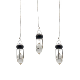 3x Shadow Seer - Double Power Pendulum - Obsidian Globe - Clear Quartz Double Terminated