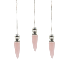 3x Secret Cavity Discovery of Truth Pendulum - Rose Quartz - Silver Plated