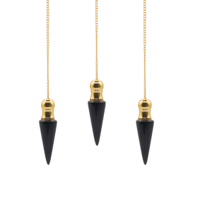3x Secret Cavity Discovery of Truth Pendulum - Black Agate - Gold Plated