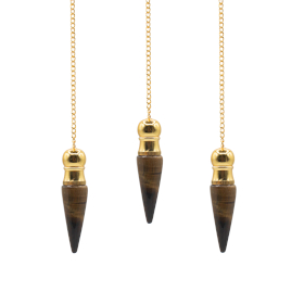 3x Secret Cavity Discovery of Truth Pendulum - Tiger Eye - Gold Plated