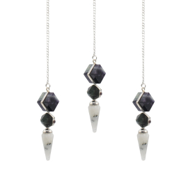 3x Psychic Gateway Edition - Three Piece Pendulum - Multi Fluorite - Labradorite - Rainbow Moonstone