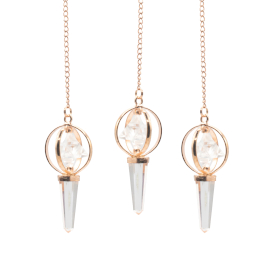 3x Stellar Gateway - Two Piece Spinning Merkaba Star in Copper Pendulum -  Clear Quartz