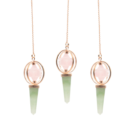 3x Heart Compass- Two Piece Spinning Merkaba Star in Copper Pendulum -  Rose Quartz & Green Aventurine