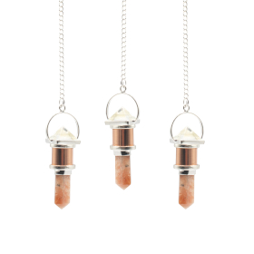 3x The Moon Chamber- Combo Piece Copper Pendulum -  Clear Quartz & Sunstone