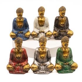 6x Gold Mini Buddha (Assorted Colours) - 9cm