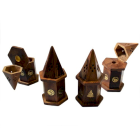 4x Pyramid Mini Incense House - Shesham