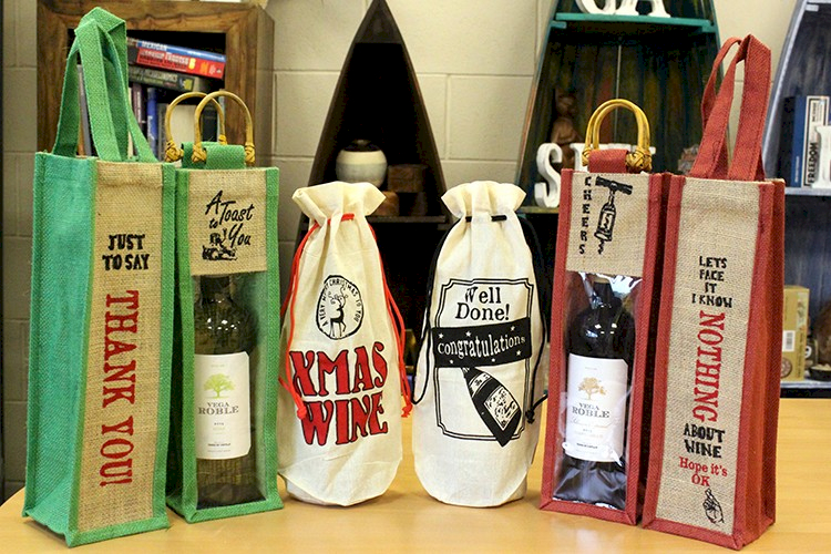 Wholesale Natural Jute and Cotton Wine Bags
