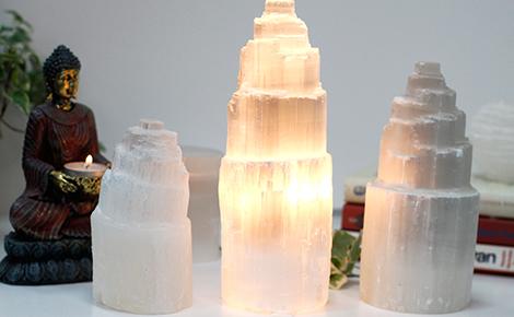 Natural Selenite Tower Lamp