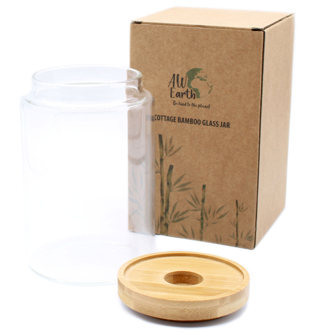 Wholesale Cottage Bamboo Glass Jar