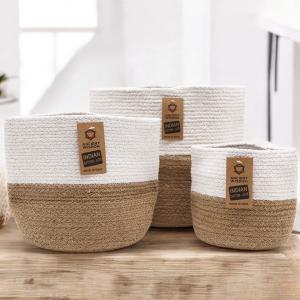 Cotton Rope Baskets - White and Brown