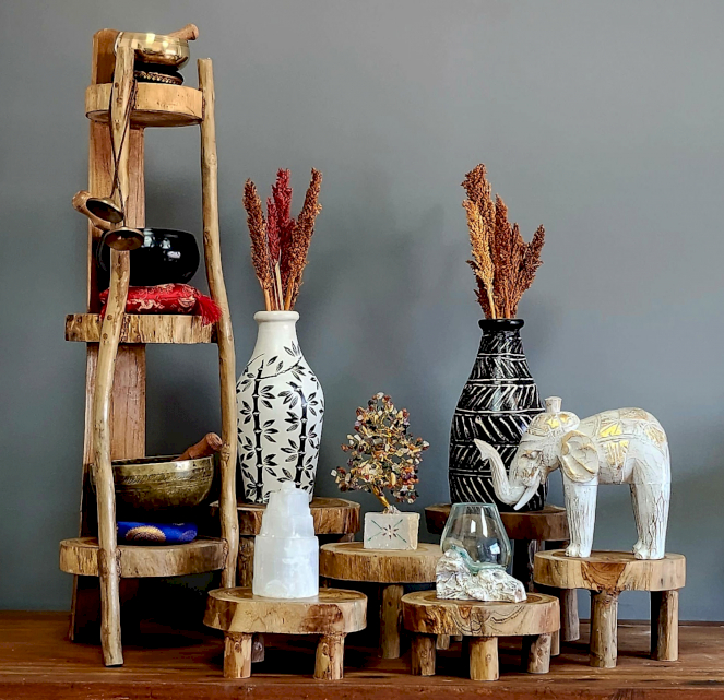 Natural Teak Display Shelves