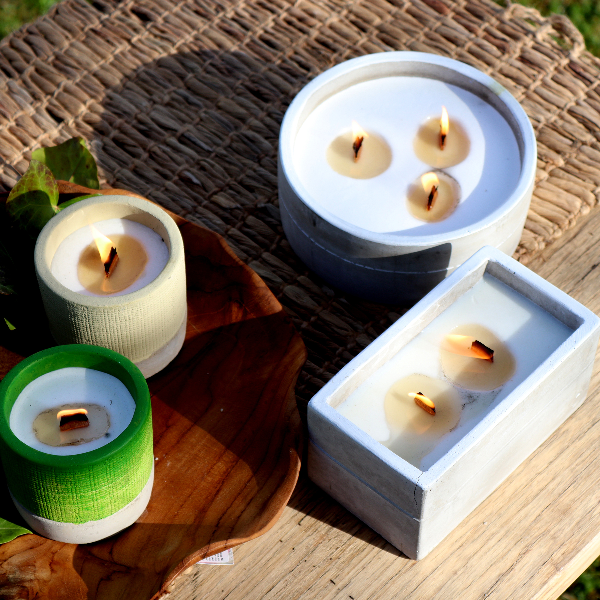 Concrete Wooden Wick Candles UK