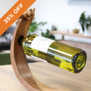 Suar Wood Balancing Wine Bottle Holder