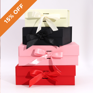 Flat-Packed Gift Boxes with Ribbons