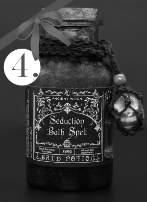 4x Ancient Witch Bath Spell Potion & Amethyst Crystal Amulet - Seduction