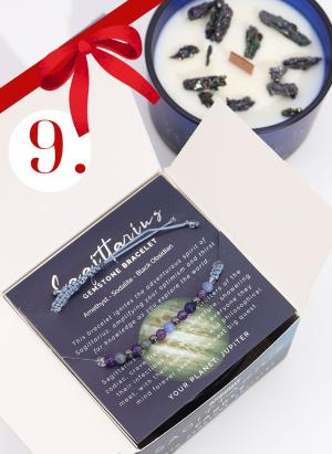 Zodiac Crystal Candle with Gemstone Bracelet - Sagittarius