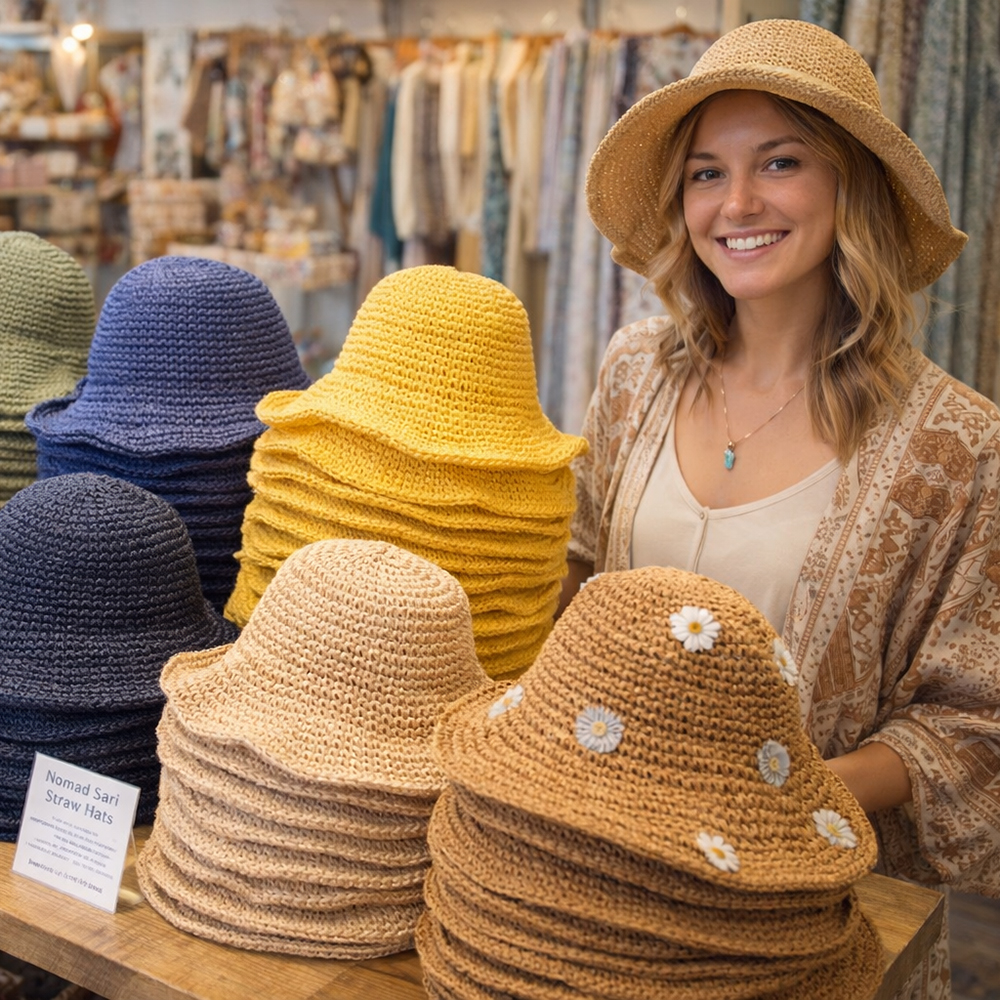 Wholesale Nomad Sari Straw Hats