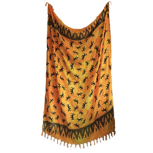 Wholesale Bali Gecko Sarongs - Yellow - Ancient Wisdom Giftware Supplier