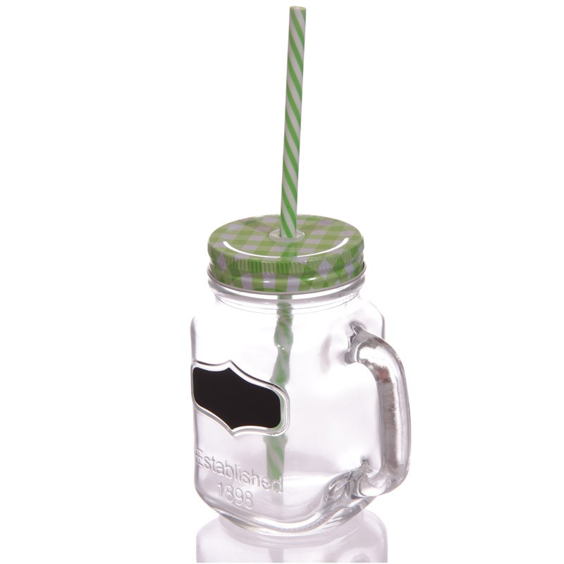 4x Mason Drinking Jar Glasses with Straws Retro Cocktail Serving