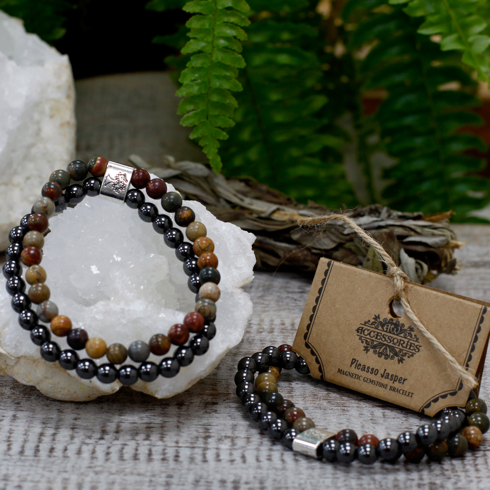 Buy Reiki Crystal Products Grey Natural Crystal Stone Picasso Jasper Jasper  Bracelet - 8 mm Online at Best Prices in India - JioMart.
