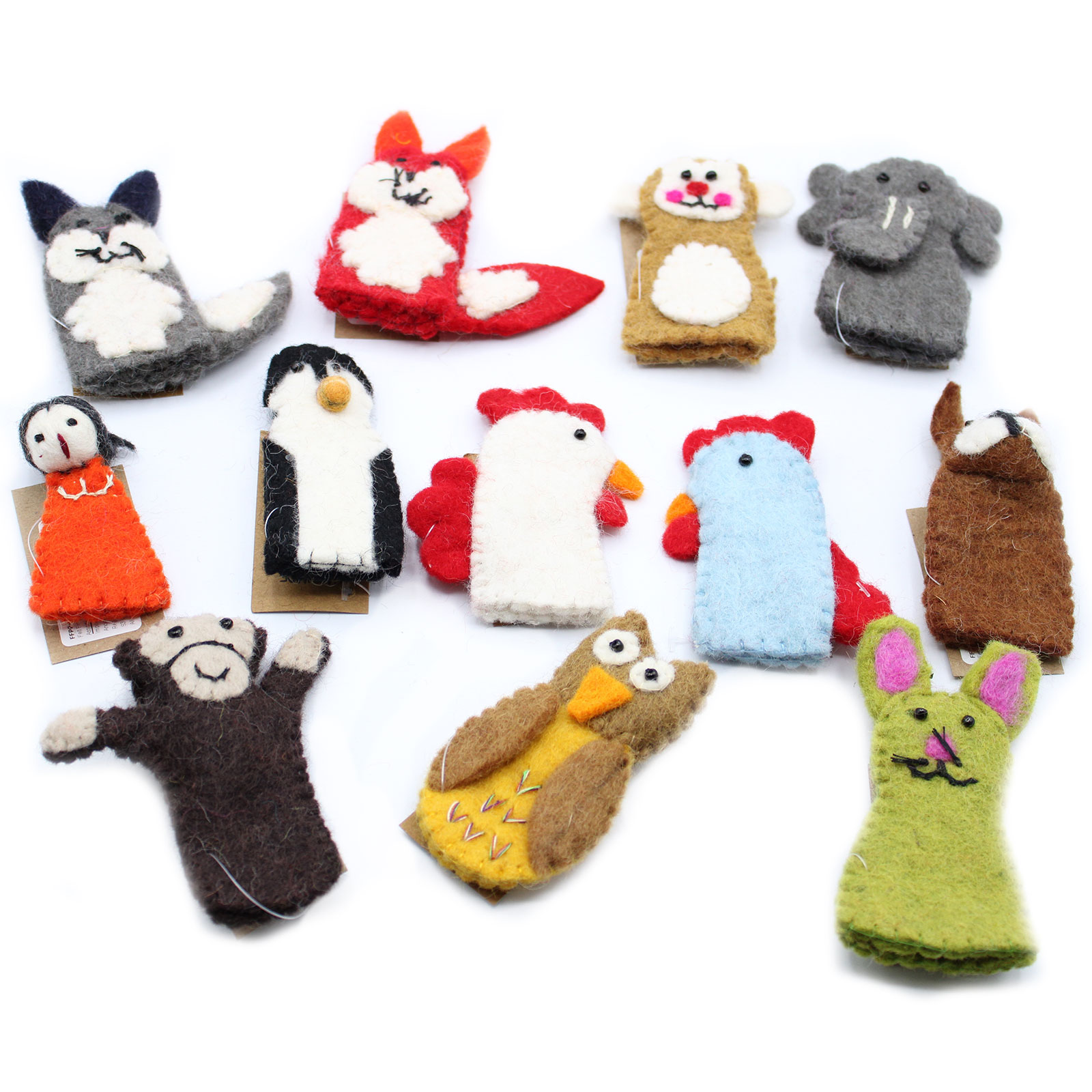 Made in Nepal Ancient Wisdom Felt Pouches with Finger Puppets Various Designs 